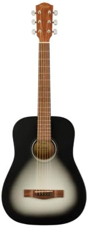 Violão acústico Fender FA-15 3/4 com corpo sunburst preto e branco, braço e escala em madeira marrom