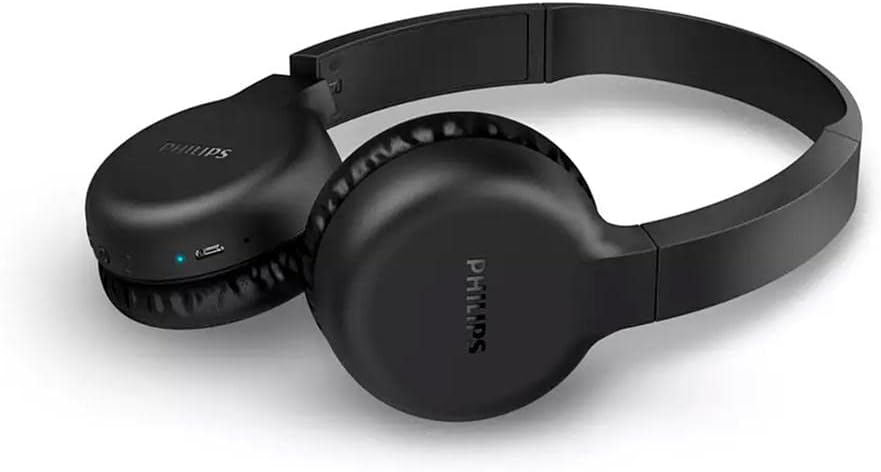 Fone Philips TAH1205BK/00 close em almofadas acolchoadas e controles laterais