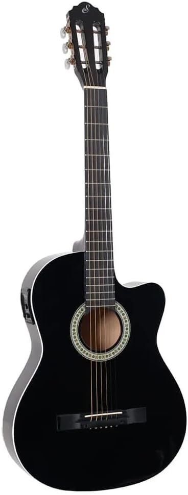 Violão eletroacústico Giannini NF-14 na cor preta com acabamento brilhante e design flat cutaway