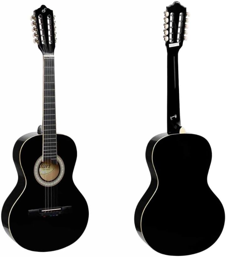 Viola Caipira Giannini VS-14BK mostrada de frente e costas, acabamento preto verniz brilhante