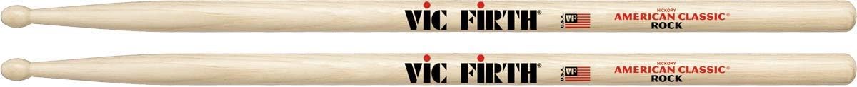 Baquetas para bateria Vic Firth Rock Nogueira Oval EUA com ponta oval e acabamento natural