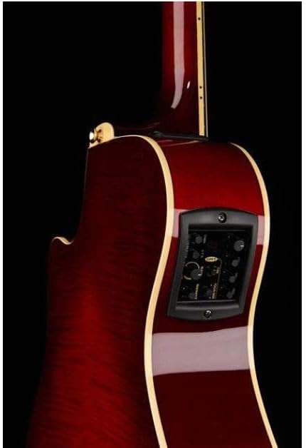 Detalhe lateral do violão Yamaha APX1000 CR mostrando o sistema eletrônico SRT embutido