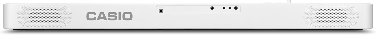 Vista traseira do piano digital Casio Casiotone CDP-S110 mostrando conexões e alto-falantes