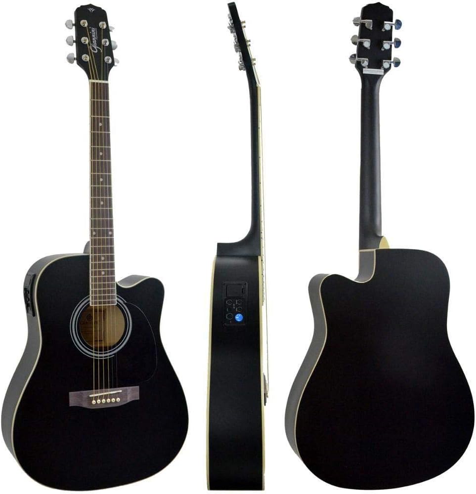 Detalhes do violão eletroacústico Giannini GDC-1 CEQ preto satin