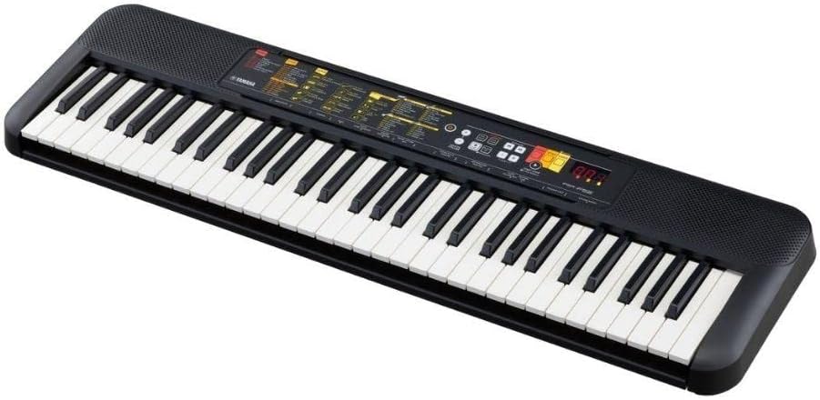 Teclado arranjador Yamaha PSR-F52 preto com 61 teclas e painel de controle