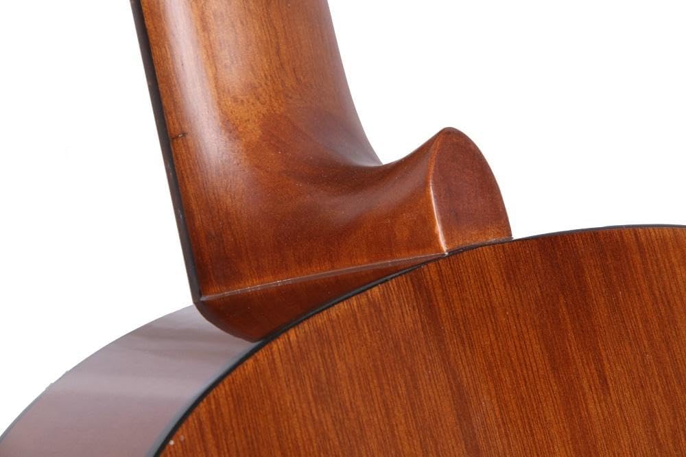 Close no encaixe do braço com o corpo do violão eletroacústico Yamaha CX-40 II, evidenciando acabamento em madeira natural.