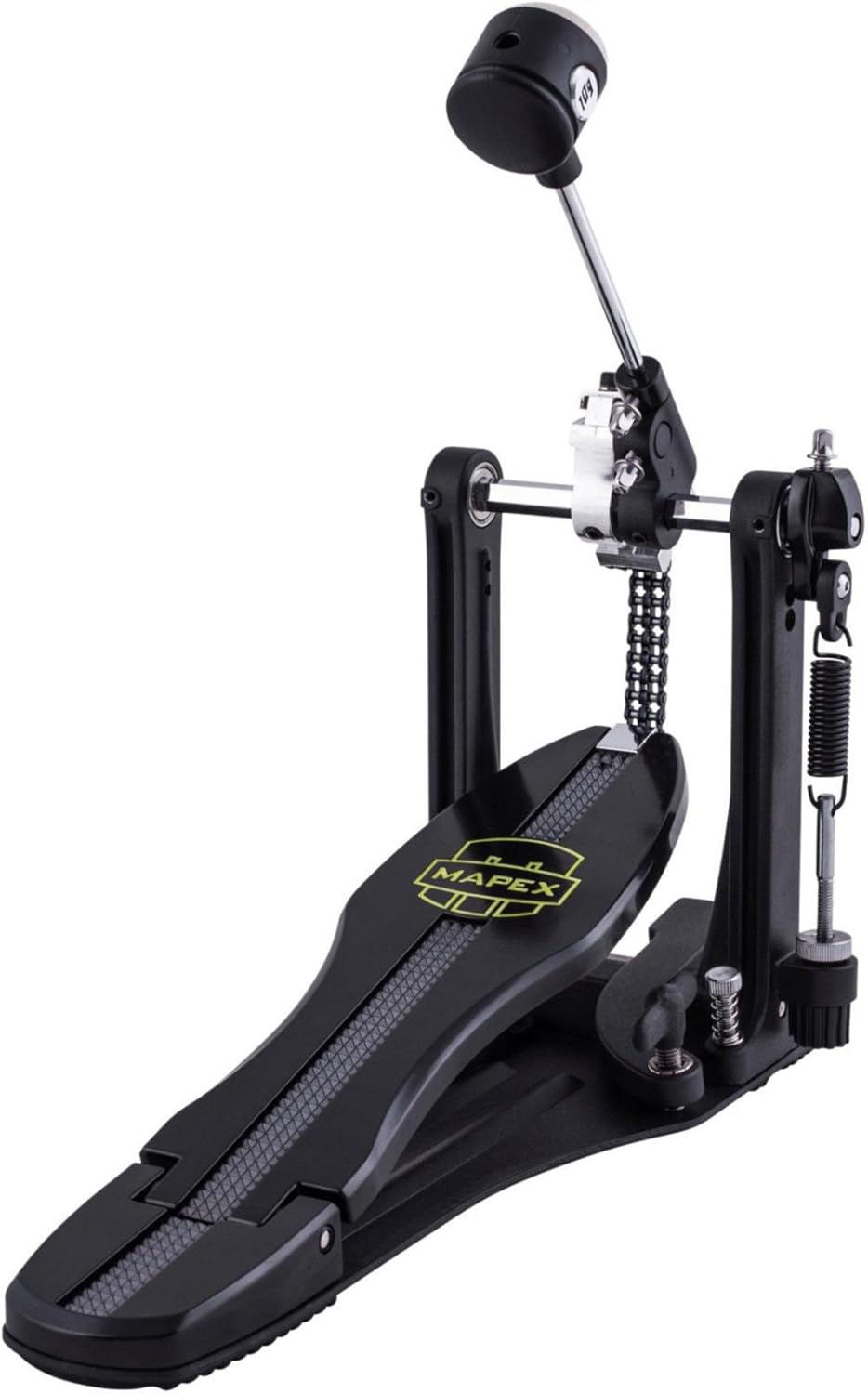 Pedal de bateria Mapex P800 com acionamento por corrente dupla e base longa