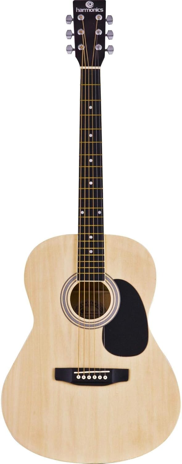 Vista frontal do violão Harmonics GS-11 com tampo natural e escudo preto