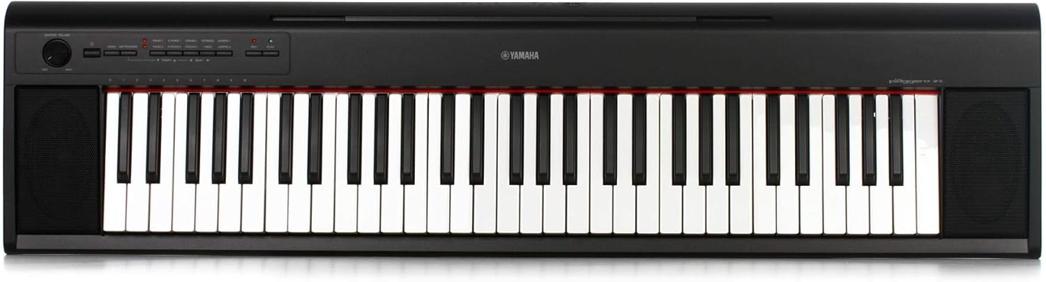 Teclado portátil Yamaha NP12 preto com 61 teclas sensíveis ao toque
