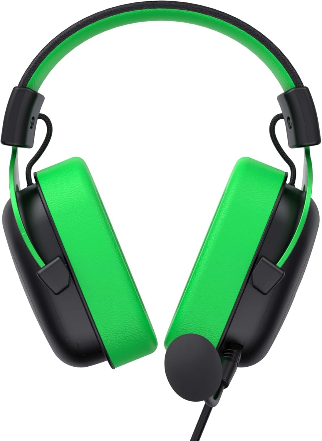 Close do fone Havit HV-H2002d mostrando almofadas acolchoadas e microfone flexível