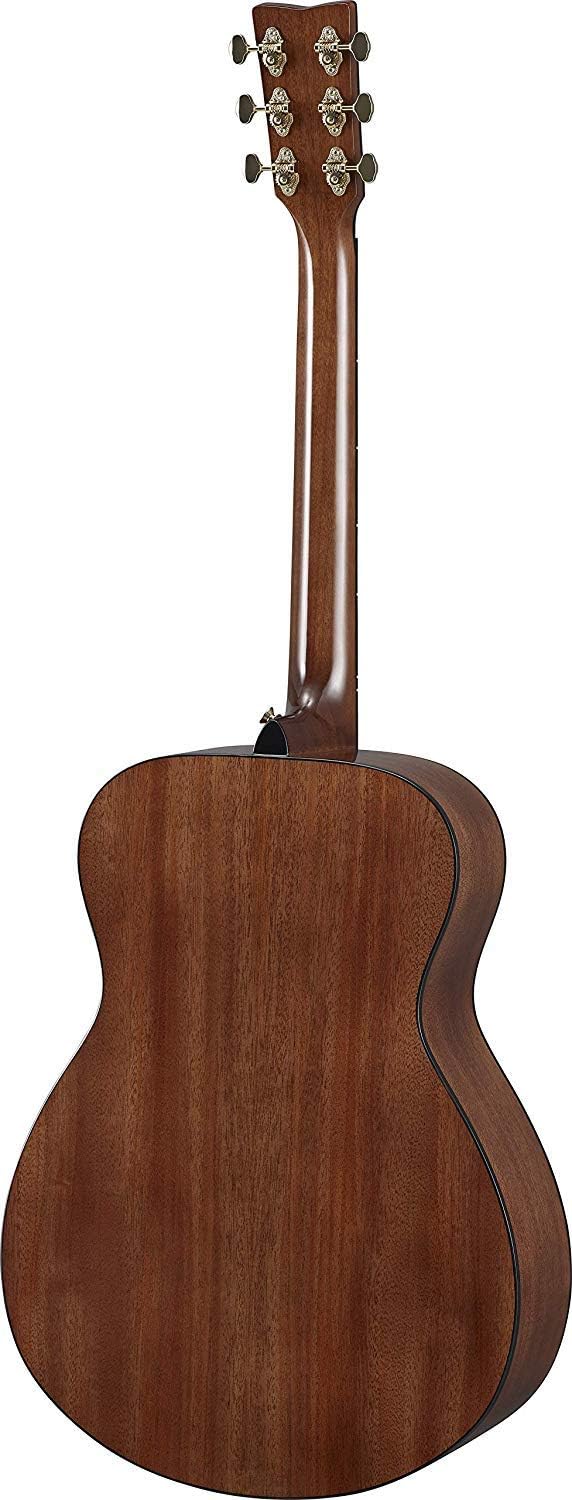 Vista traseira do violão Yamaha STORIA III eletroacústico marrom chocolate, mostrando corpo e braço em madeira escura