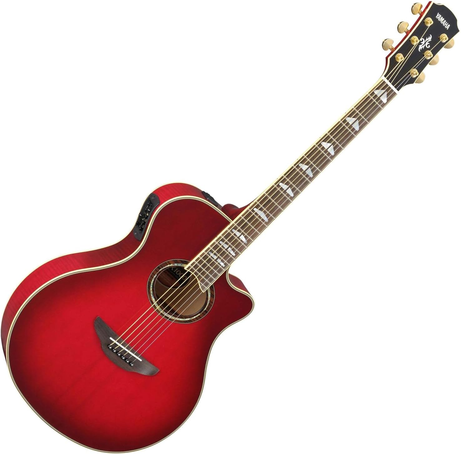 Violão eletroacústico Yamaha APX1000 CR na cor vermelho cereja, estilo folk com acabamento brilhante