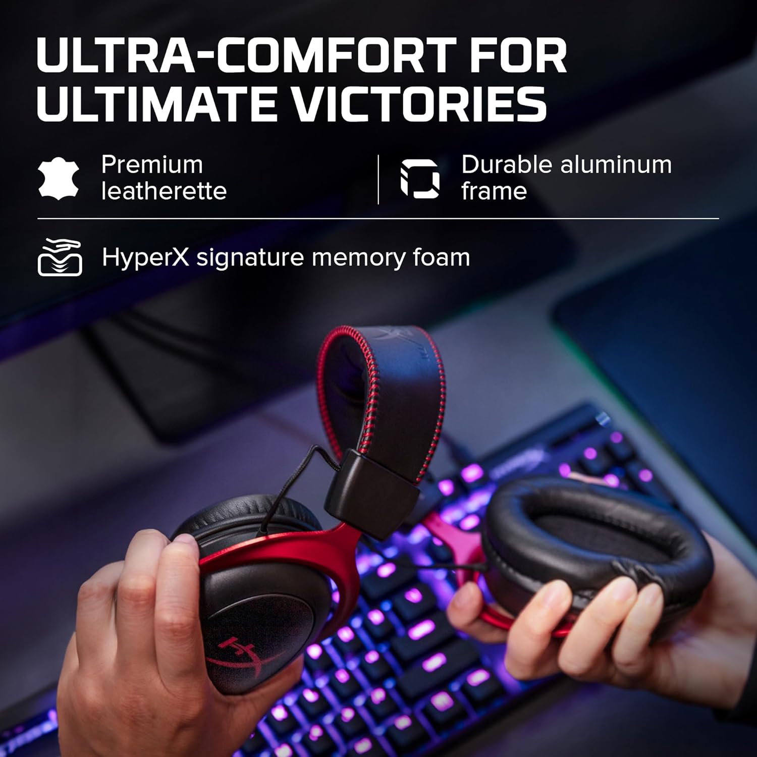 Headset HyperX Cloud II com espuma de memória e armação de alumínio durável