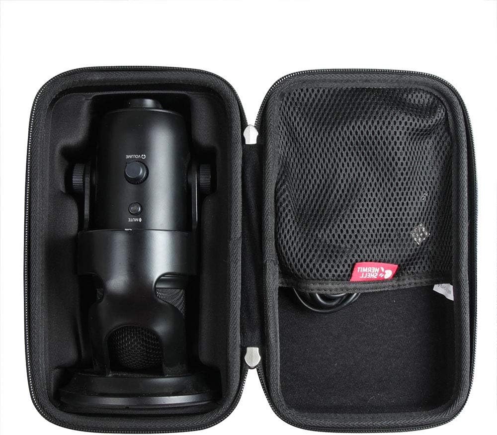 Capa de viagem preta Hermitshell para microfone Blue Yeti USB, resistente e com bolso interno