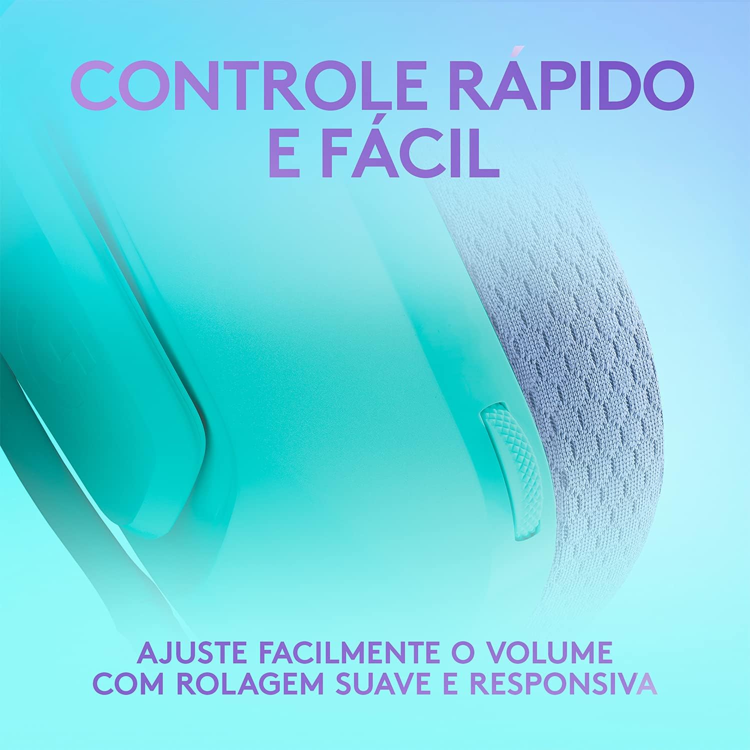 Controle de volume do headset Logitech G335 em fundo azul claro