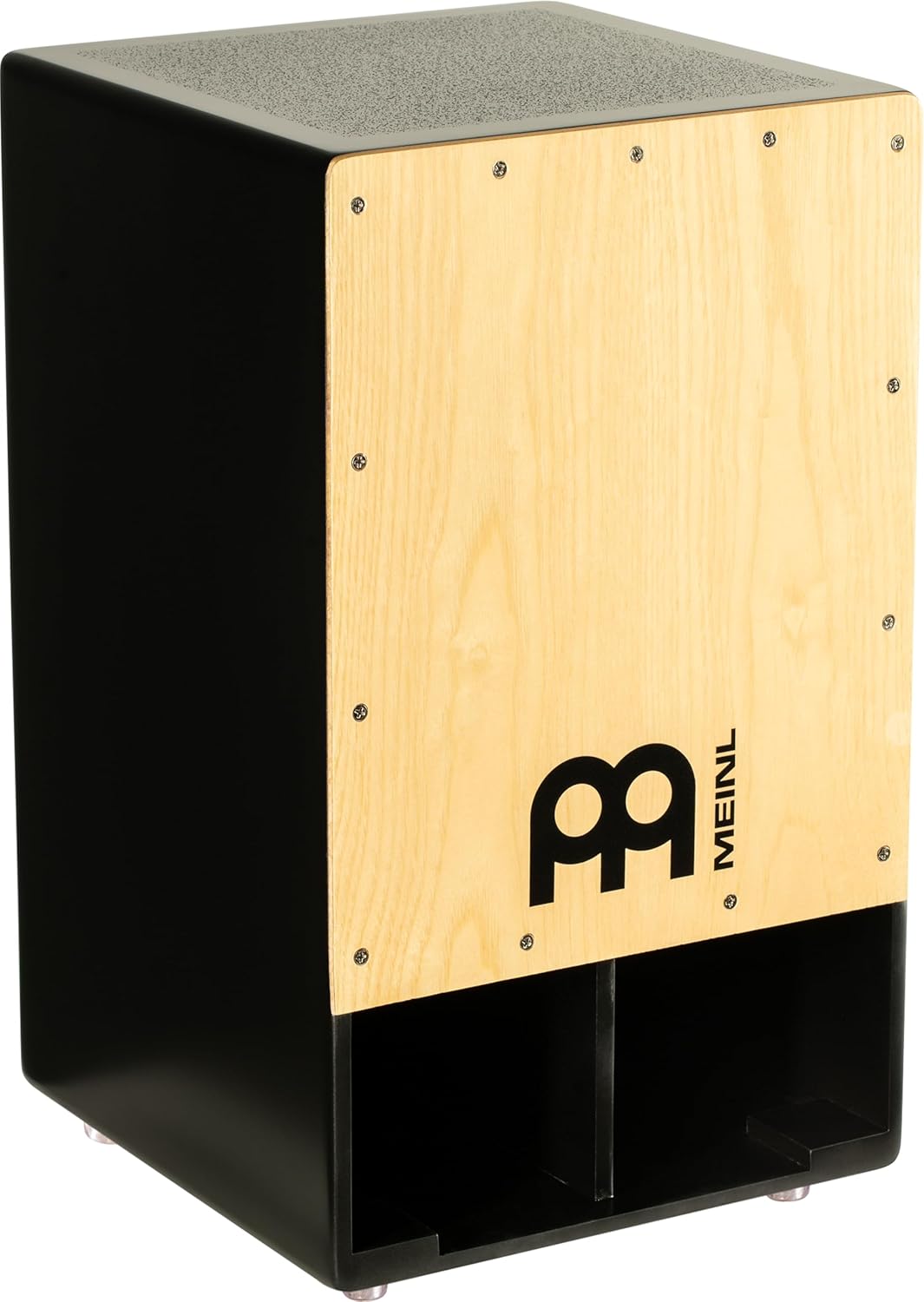 Cajon Meinl Subwoofer com corpo preto e placa frontal cinza branca americana