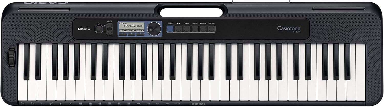 Teclado portátil Casio CT-S300C2-BR preto com 61 teclas sensíveis ao toque