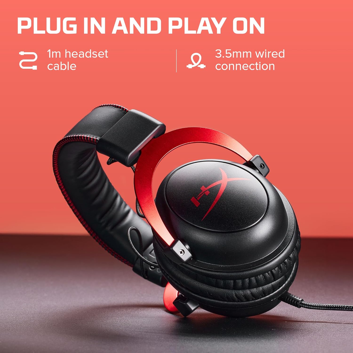 Headset HyperX Cloud II com cabo de 1 metro e conexão 3.5 mm
