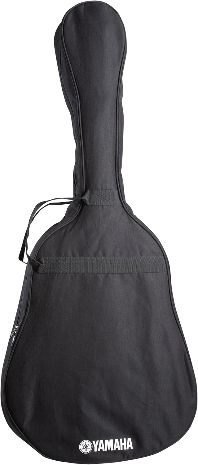 Capa preta acolchoada para proteção e transporte do violão folk Yamaha