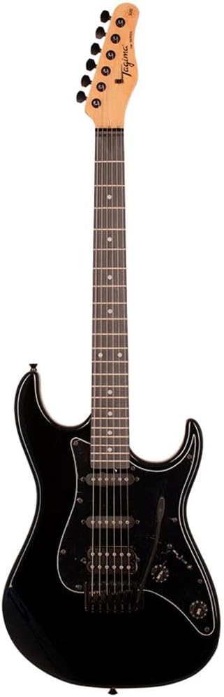 Detalhes da guitarra Tagima TG520 Stratocaster preta brilhante