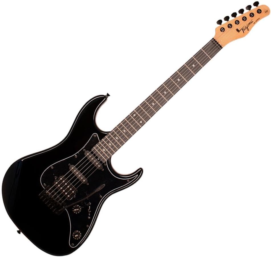 Guitarra elétrica Tagima TG520 Stratocaster preta brilhante com configuração HSS