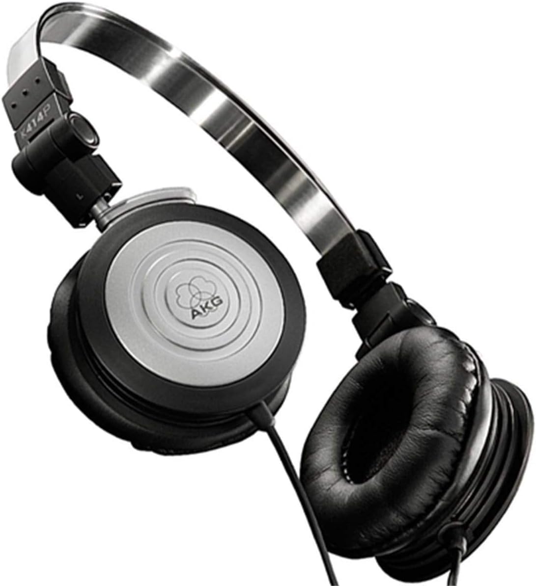 Fone de ouvido AKG modelo K414P, formato on-ear, com conector P2 3,5mm, design leve dobrável e mecanismo 3D-Axis